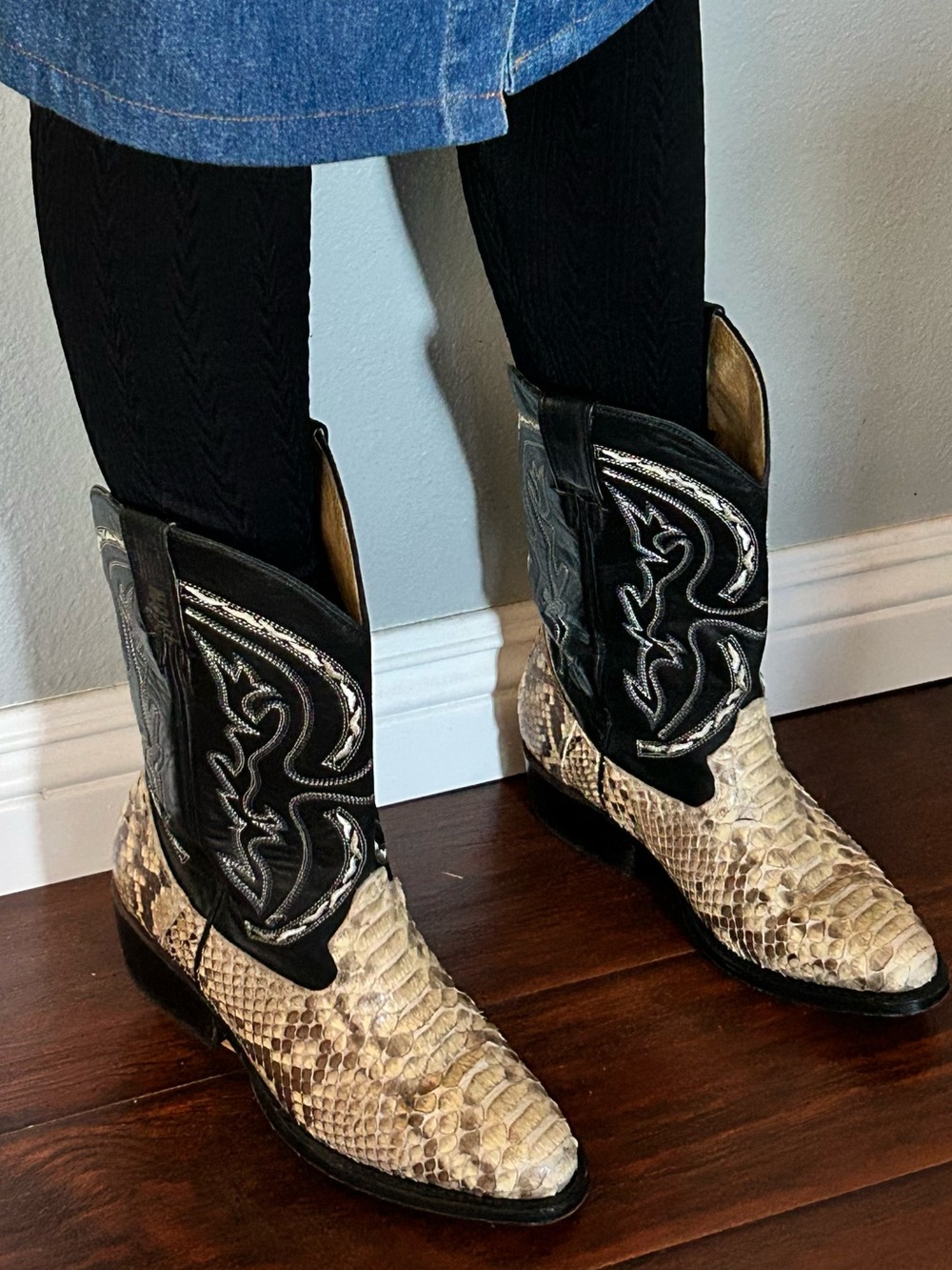 Botas Picon Python Snakeskin Cowboy Boots Men 6.5 Women 8.5 Exotic Western